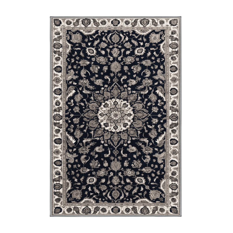 Tapis gris Tabriz lavable à la machine, Rectangle 4pi x 6 pi