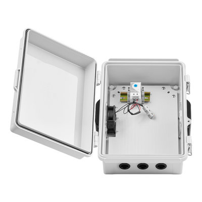 Boîte électrique d'extérieur, ABS, boîte de jonction électrique imperméable avec thermostat et ventilateur, plaque de montage, œillets de câble, boîtier en plastique ventilé, 14,2 po x 10,8 po x 5,9 po, IP65 pour intérieur / extérieur