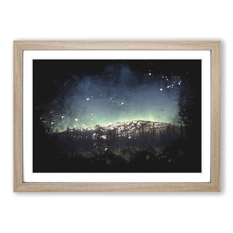 Northern Lights over in Canada - Picture Frame Graphic Art Print, Oak Framed, 33cm H x 45cm W x 2cm D