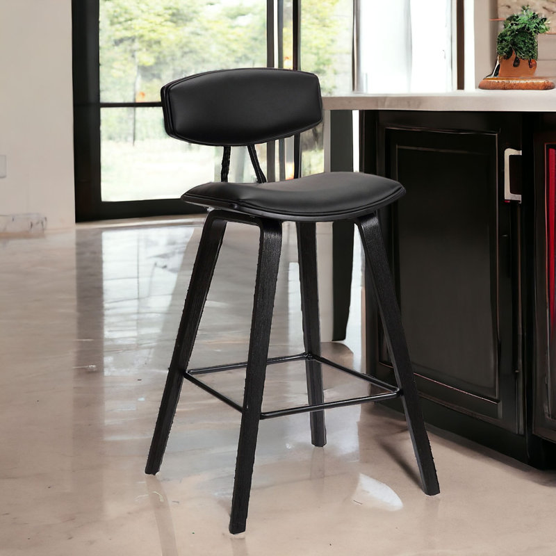 Chaise à dossier bas avec repose-pieds, Tabouret de comptoir (siège d'une hauteur de 25,5, Noir