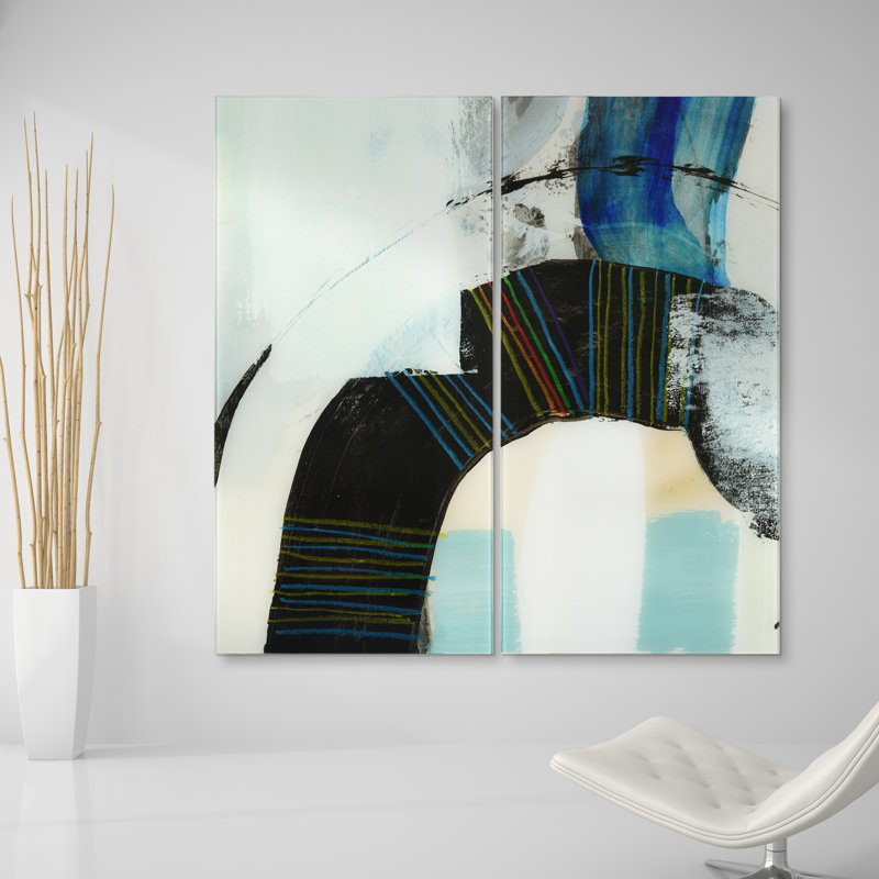 Ensemble d'art graphique mural en verre trempé sans cadre