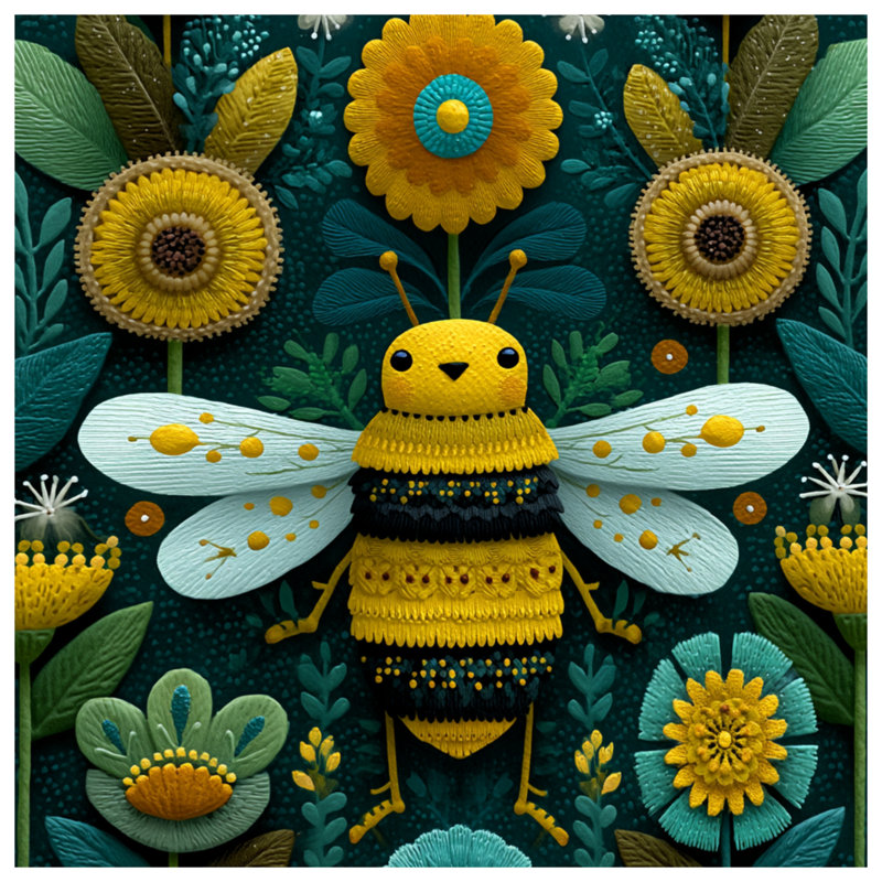 Tapis de bain abeille jaune avec fleurs, L 24 po x L 17 po