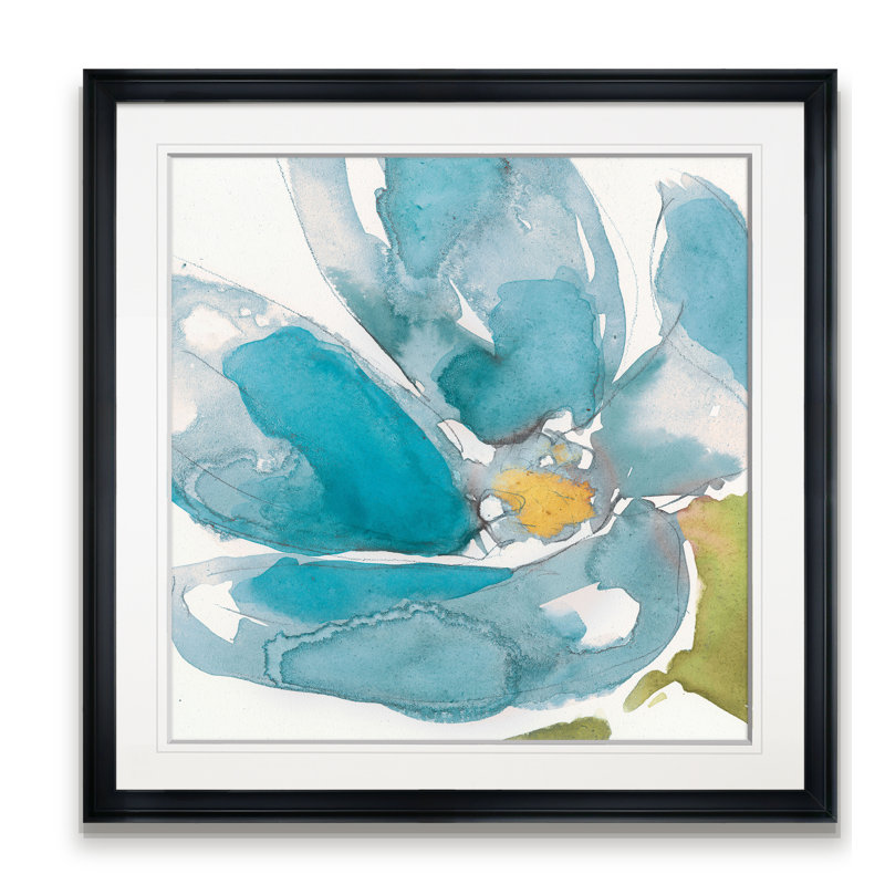 « fleur splash i », peinture, H 16 po x l 16 po x P 1,5 po, Cadre noir