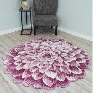 Flower Shaped Bathroom Rugs Round Purple Bath Rug Machine Washable