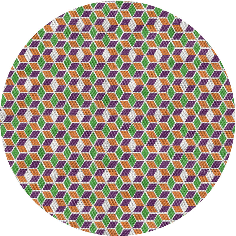 Tapis rouge / vert Power Loom, Rond 3 pi