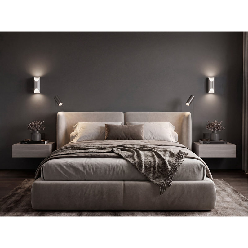 Ensemble de 2 tables de chevet murales flottantes Custer, noyer gris Custer, Gris brun