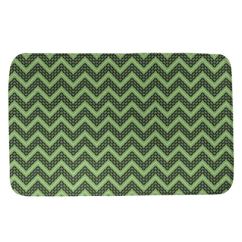 Stephenie Memory Foam Non-Slip Bath Rug, 21" W x 34" L, Black/Green