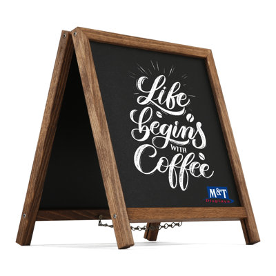MT Displays No Fiberboard Freestanding Wood Chalkboard