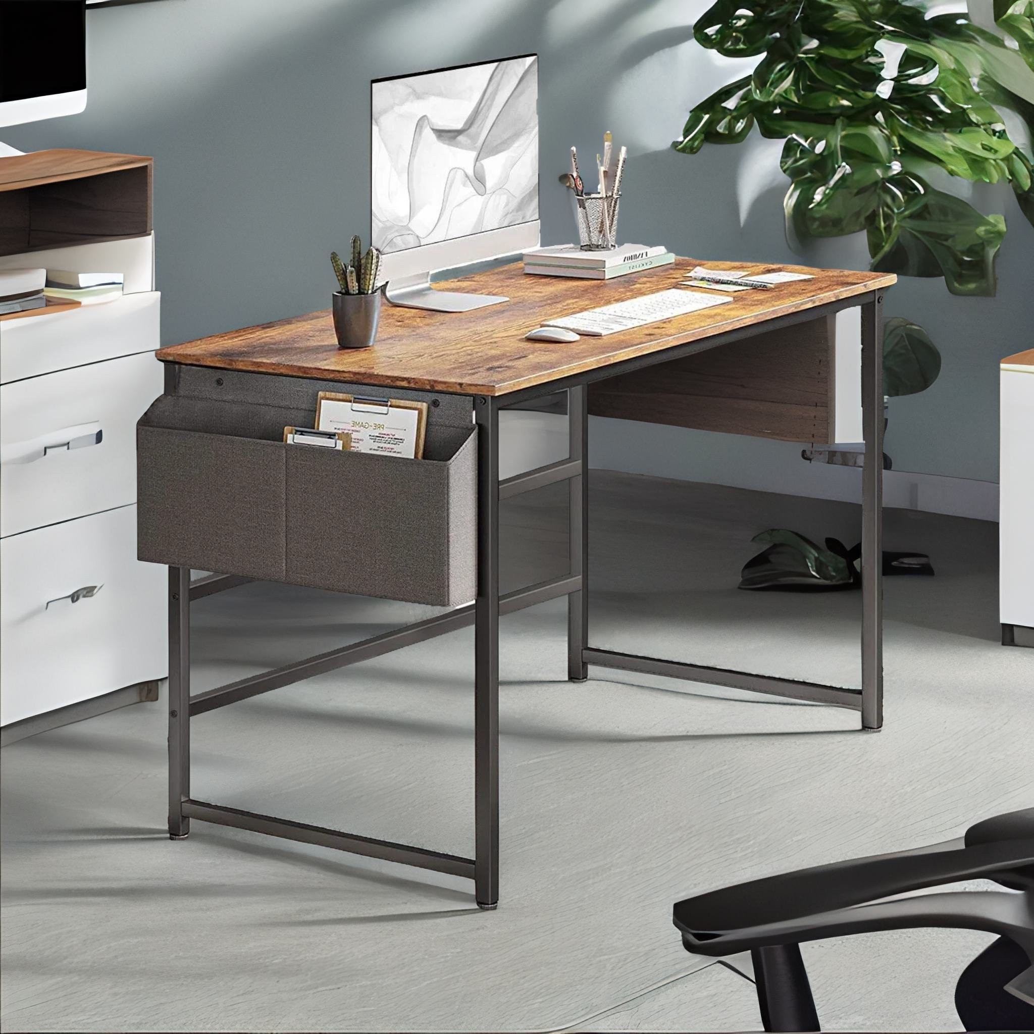 17 Stories Najar 82Cm W Rectangle Computer Desk Industrial Rustic Brown ...