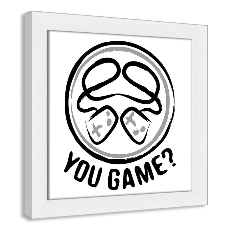 Décoration murale pour enfants avec emblème de jeu, H 14 po x l 14 po x P 0,63 po, Cadre blanc