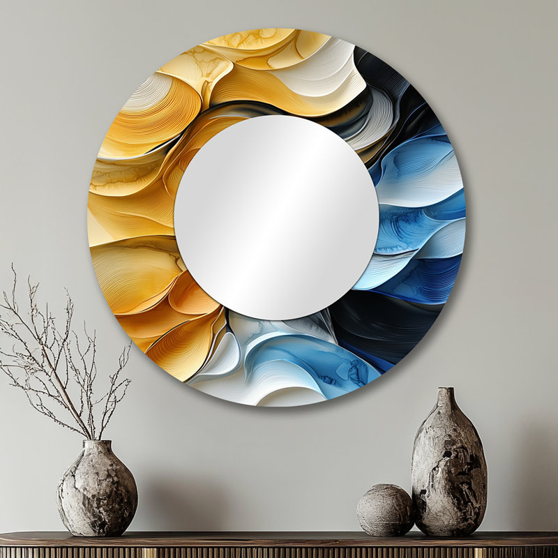 Temporal Flux Of Fractal Balance I - Art mural miroir minimaliste - imprimé sur métal, 29 po x 29 po