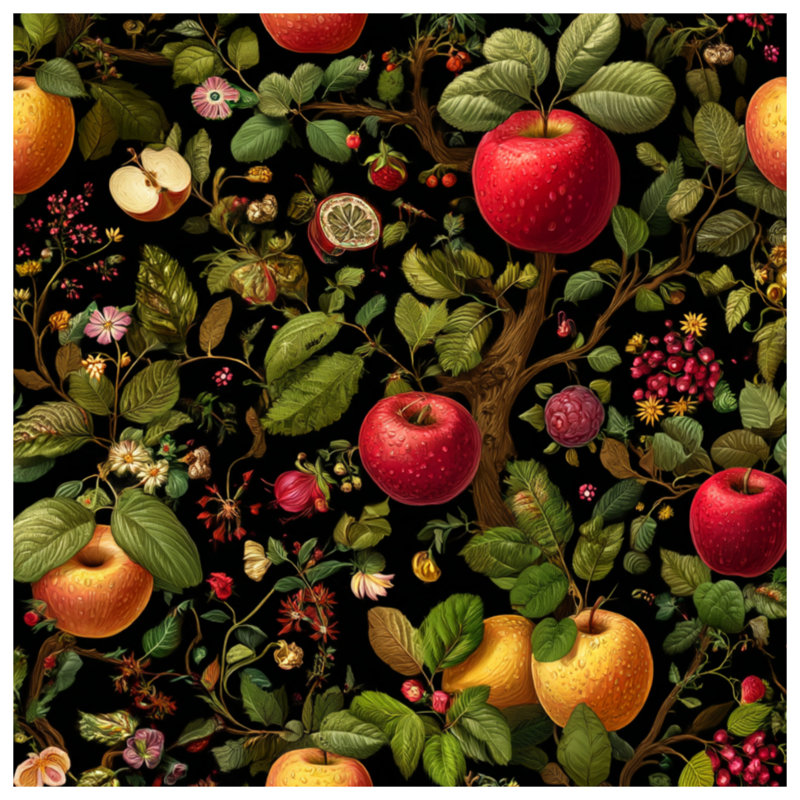 Toile tendue avec motif de pommes, décoration murale florale en plusieurs tailles, 16 po x 16 po