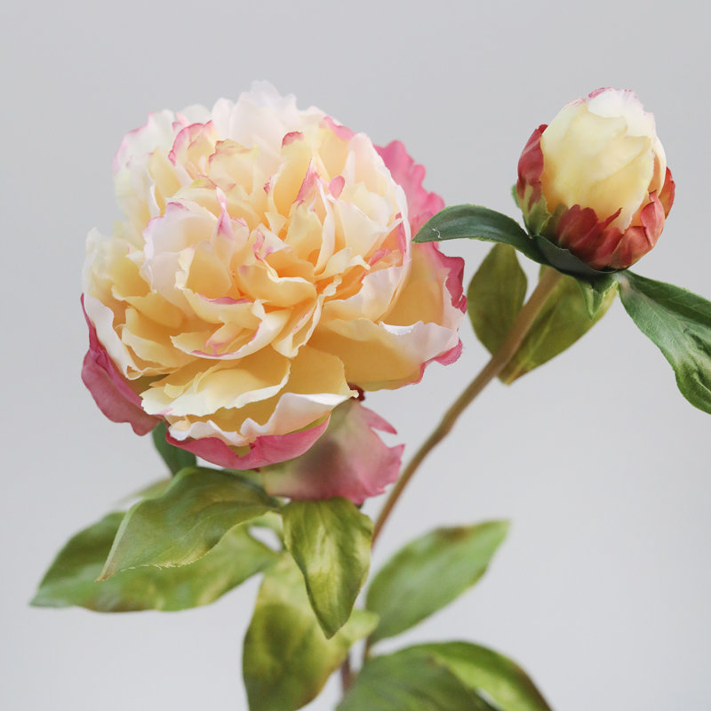 Peony Faux Floral, Yellow, 19.5" H x 5" W