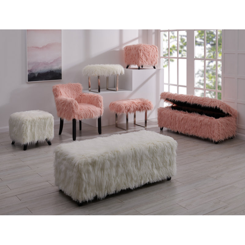 Liyuan 45cm Wide Square Solid Colour Cube Ottoman, Pink