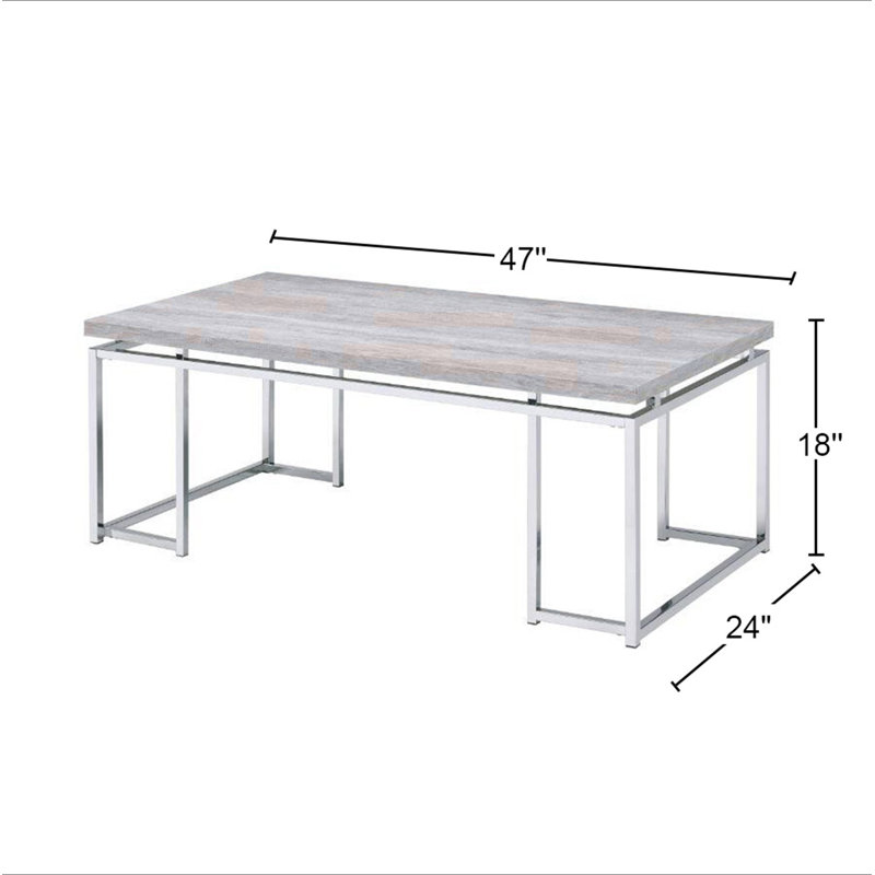Table basse rectangulaire avec base en métal