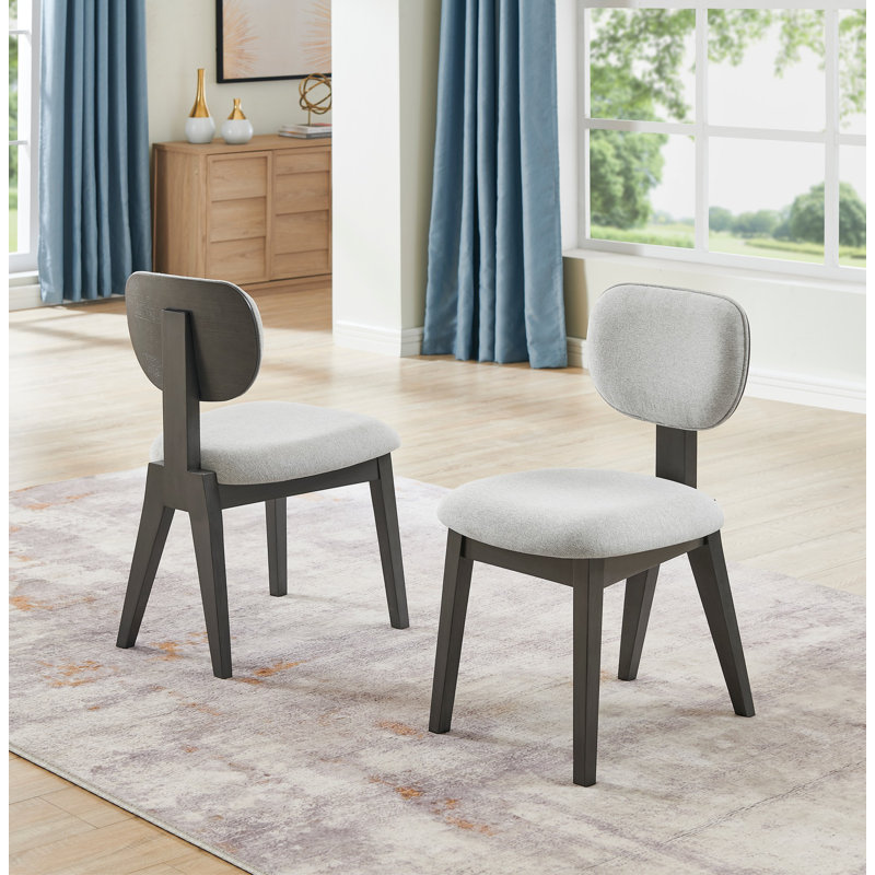Ensemble de 2 chaises de salle à manger rembourrées en tissu gris clair Valencia avec structure en bois gris Valencia