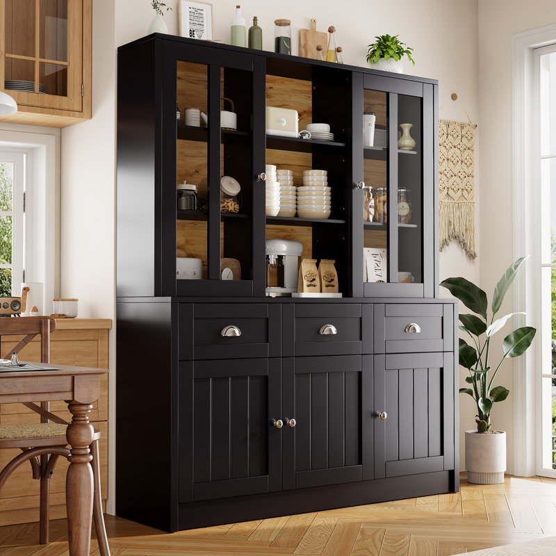 175cm Kitchen Pantry, Black