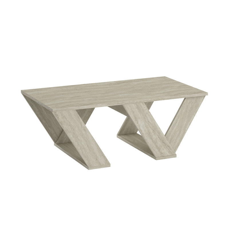 Aiysha Cross Legs Coffee Table, Traverten
