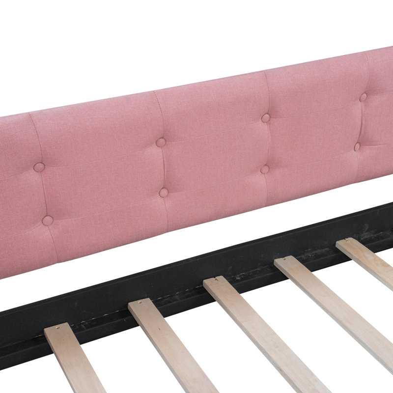Full Size Upholstered Daybed With 4 Support Legs,Rubine(Old SKU:DL001825), Pink