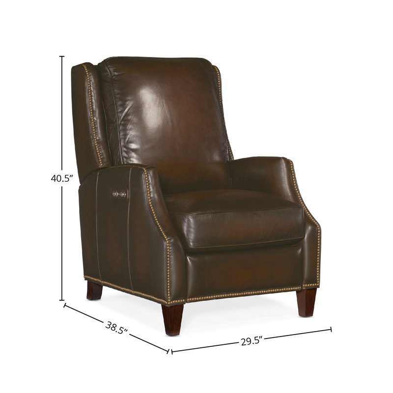 Elicce Leather Power Recliner, Brown Genuine Leather, Manual