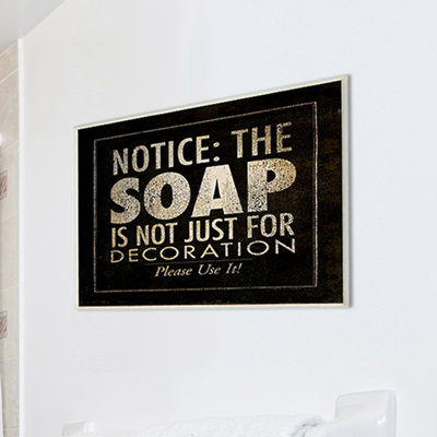 Ehme avis: plaque murale de salle de bain typographique «Soap»