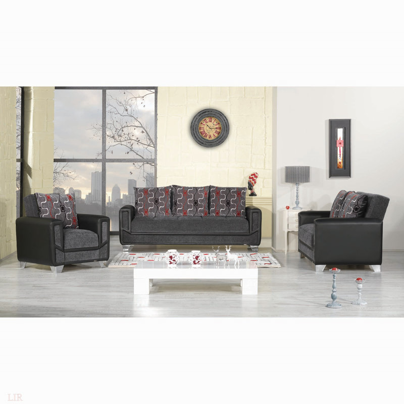 Causeuse convertible avec rangement PrimeNest PluseCraft Collection, Gris, Argent argent