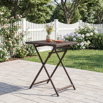 Folding Outdoor Rattan Bar Table - All-Weather UV-Resistant, 39” H for Patio & Backyard