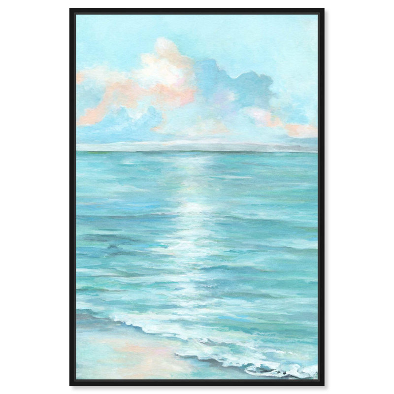 Reproduction d'art moderne sur toile Art Remedy, cœur océan, Noir, Reproduction encadrée sans passe-partout