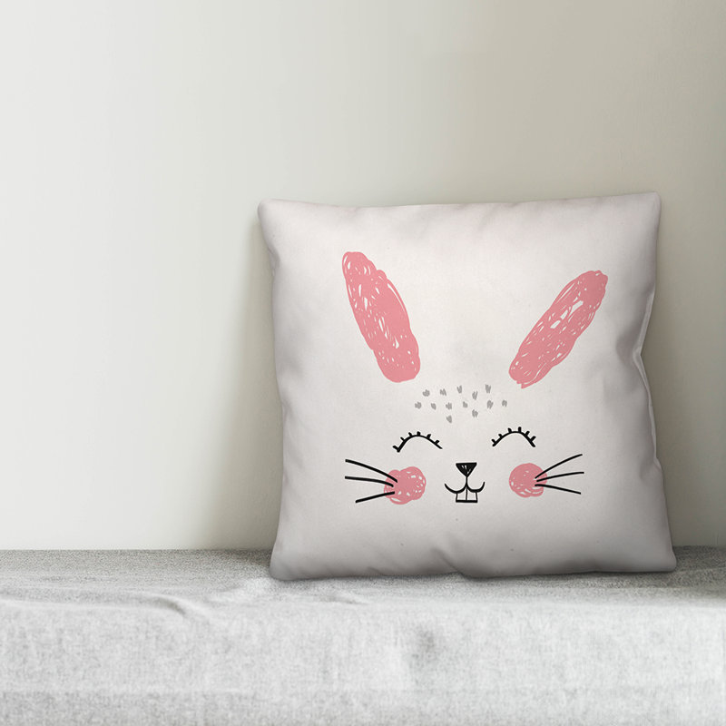 Reversible Bunny Throw Pillow, 16" x 16"