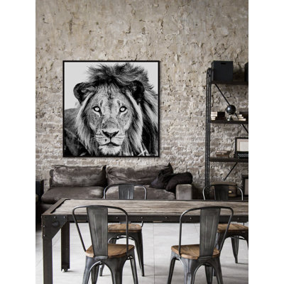 Mighty Lion by Marmont Hill - Floater Frame Painting on Canvas
