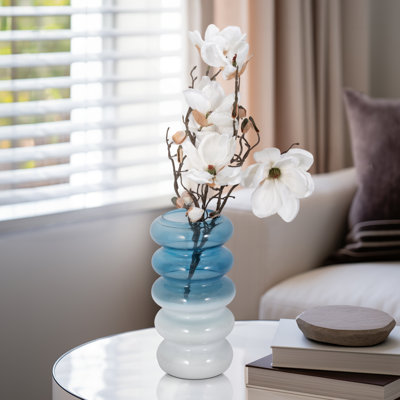 Glass Vase with Bold Bubble Design, Coastal Style Decorative Modern Accent for Shelving or Tabletop Decor in Contemporary Living Spaces.