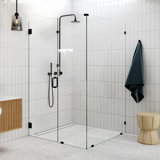 Illume 47 in. x 45.5 in. x 78 in. 90-degree Fully Frameless Wall Hinged Glass Shower Enclosure