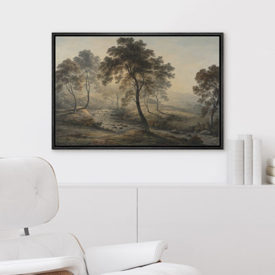Soft Morning Light Forest Stream Landscape with Trees Framed Canvas Master Bedroom Wall Art Work Print