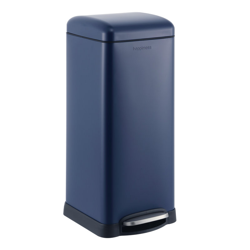 Betty Retro Steel Step On Trash Can, 8 Gallons, Denim Blue