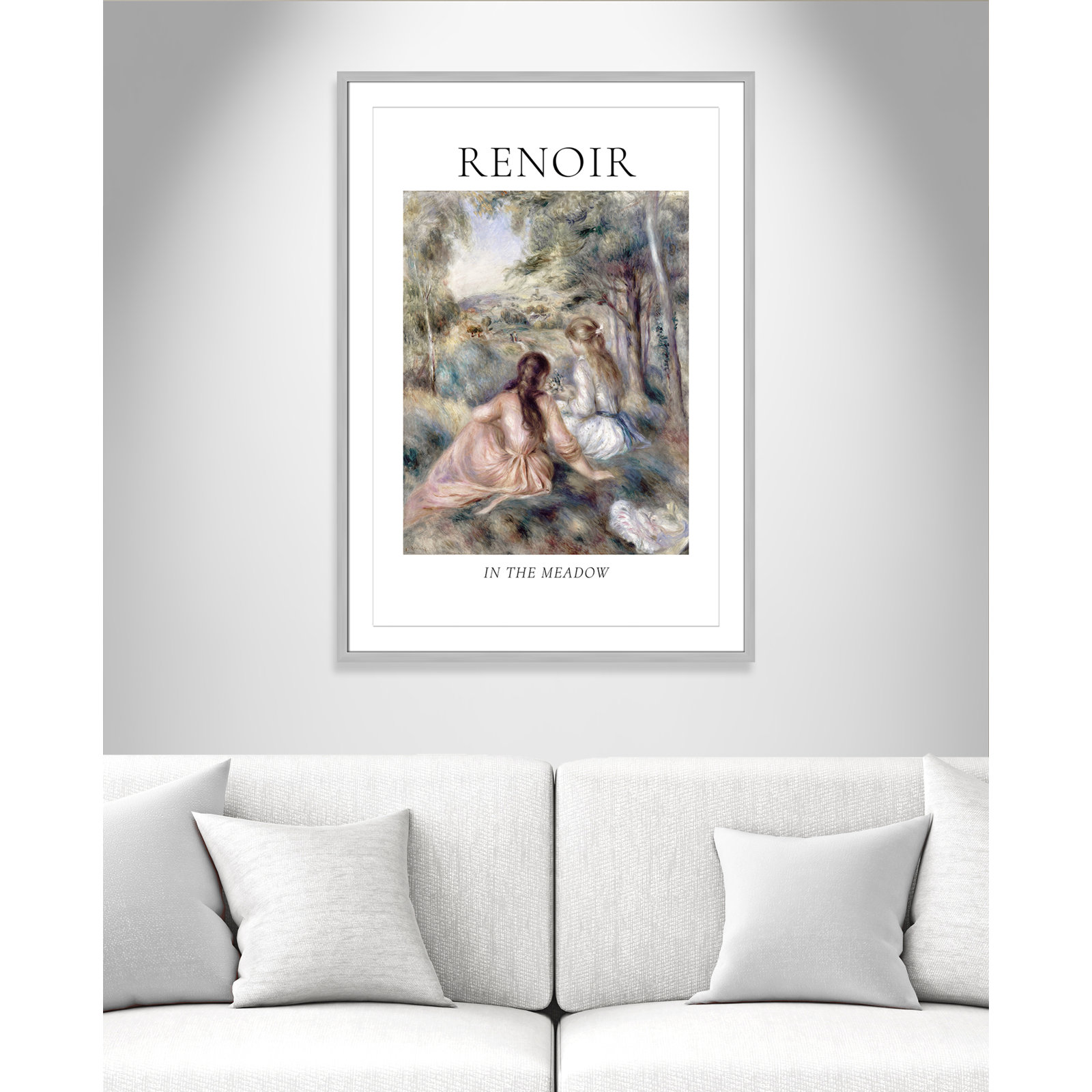 Old Masters Collection "In the Meadow" Print, Silver Single Picture Frame, Yes, 41.5" H x 29.5" W x 1.25" D