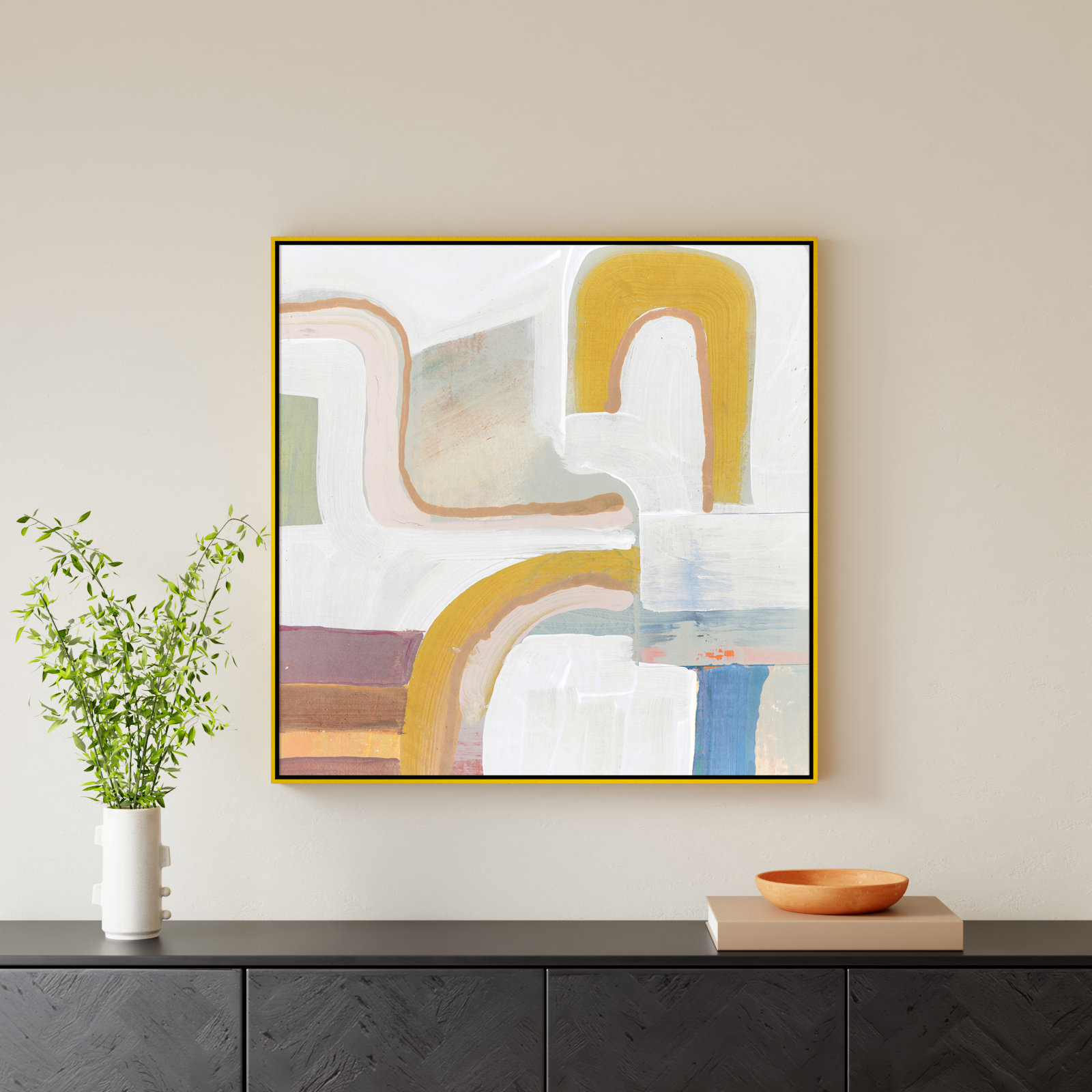 Copeland "Together Again I" Painting by Cartissi, 37.5" H x 37.5" W, Gold