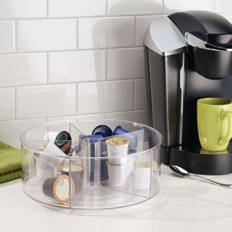 iDesign Linus Divided Turntable Lazy Susan, Clear