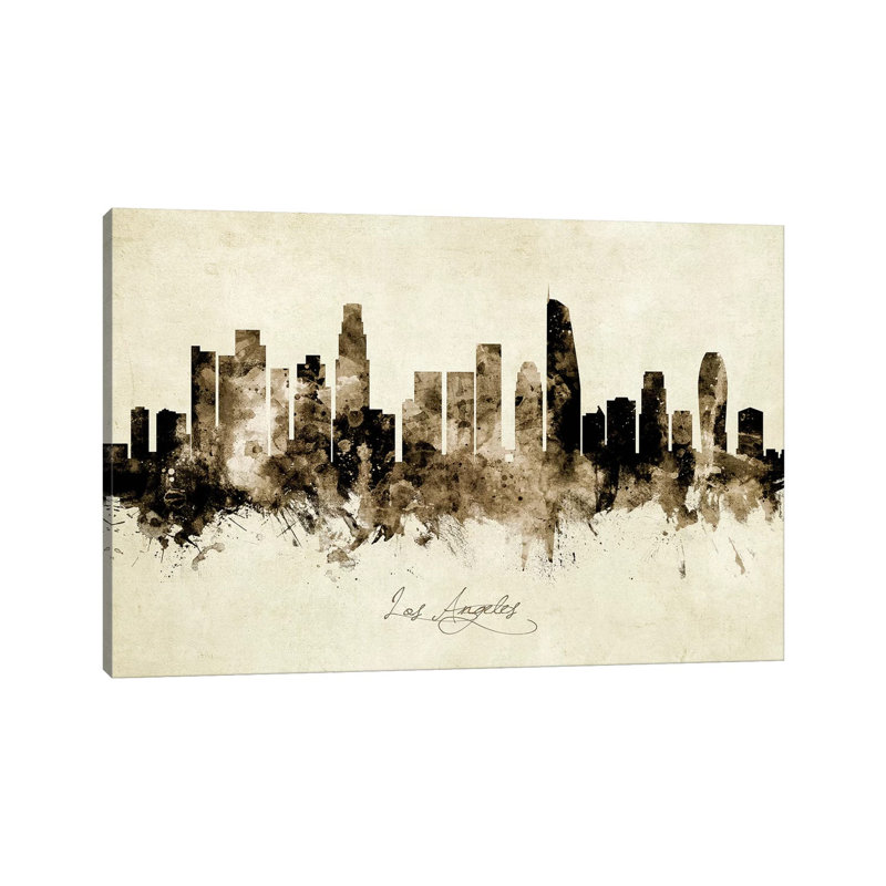 Los Angeles California Skyline by Michael Tompsett - Wrapped Canvas Painting, 101.6 cm H x 66.04 cm W x 3.175 cm D