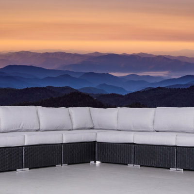 Canapé modulaire d'extérieur entièrement assemblé en osier de 122 po de largeur avec coussins (canapé de patio)