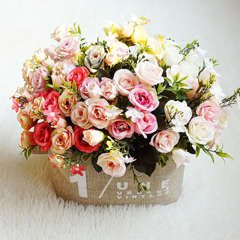 Faux Silk Rose Arrangement, Red