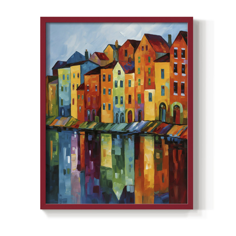 «LANDSCAPES Series CCL XXXV», reproduction encadrée - bois massif, H 15 po x l 12 po, Rouge