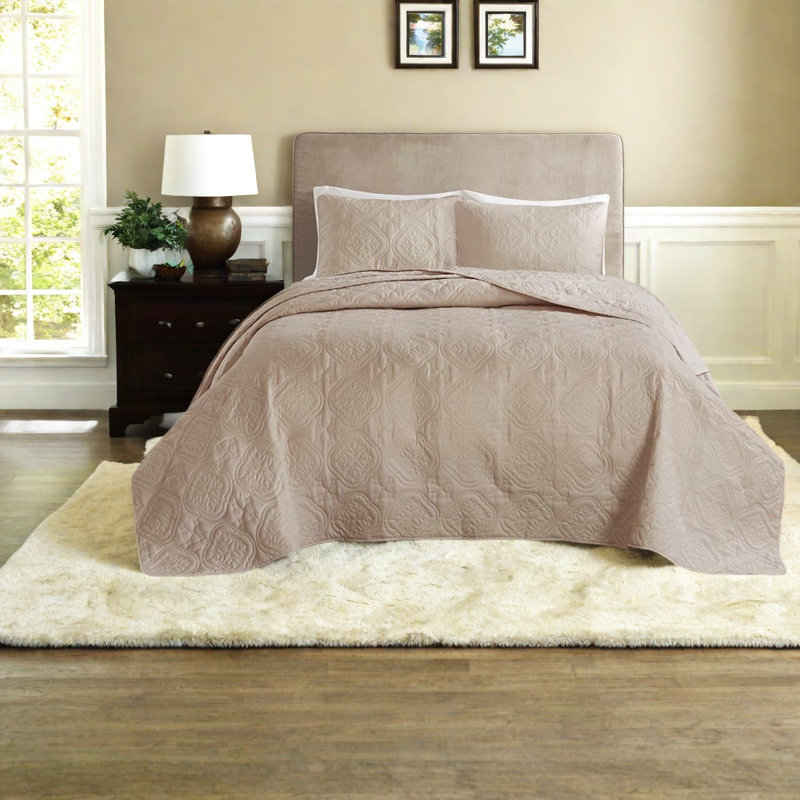 Oversized Reversible Bedding Sets Microfiber Medallion Quilted Home