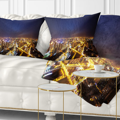 Coussin de panorama de nuit cityscape