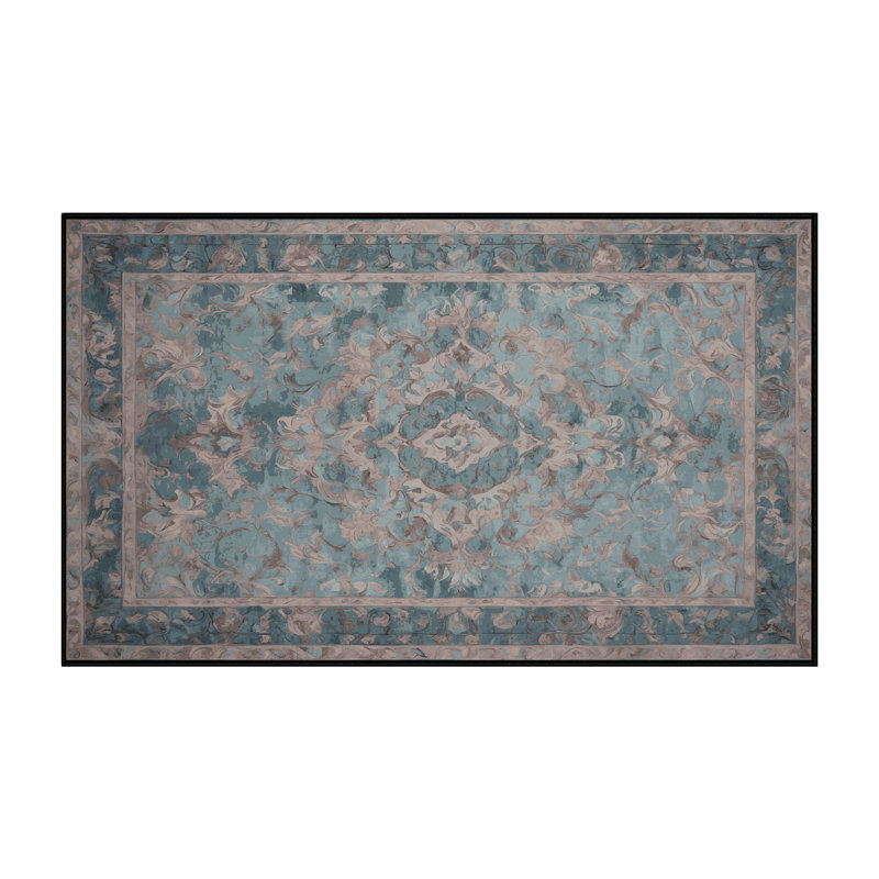 Machine Washable Gray Area Rug, Rectangle 7' x 9'