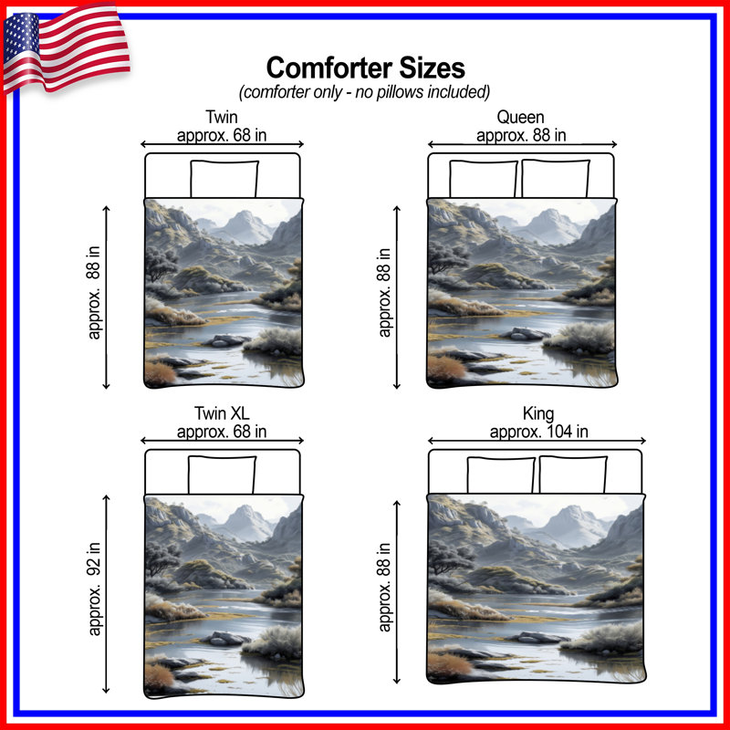 Mountain River Landscape Comforter, Twin