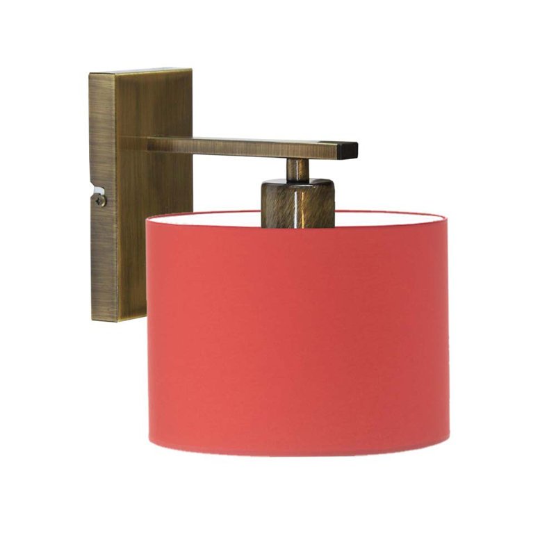 Atline Steel Armed Sconce, Antique Gold, Red