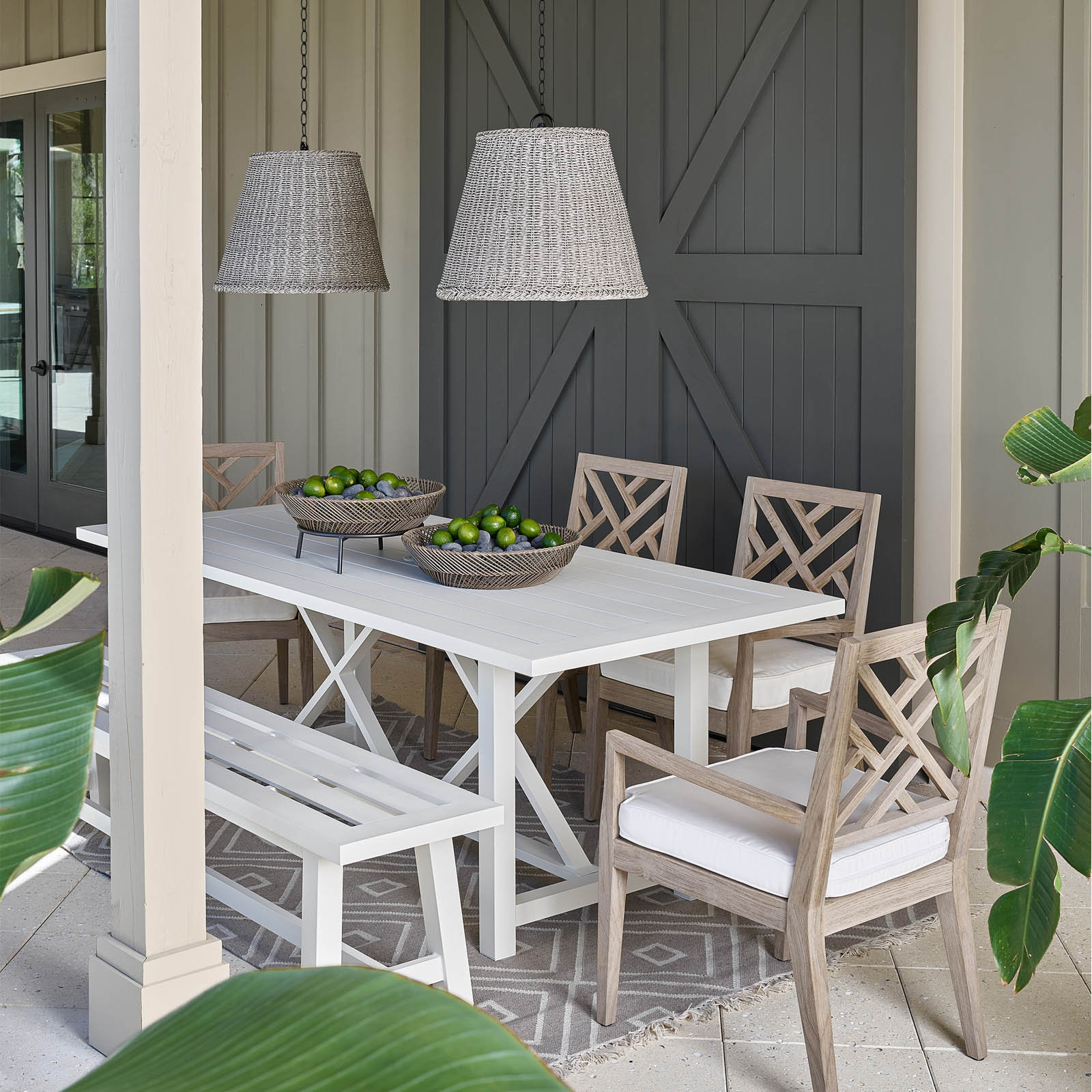 Coastal Luxe Outdoor Pendant Light, 18.5" H x 13.5" W x 13.5" D