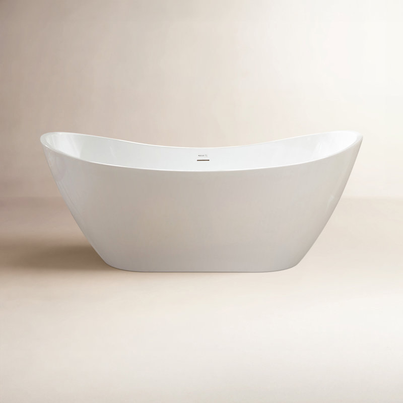 Baignoire autoportante en acrylique Ophelia, H 28,3 po x L 70,5 po x l 31,5 po, Blanc / trop-plein intégré