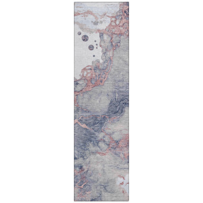 Machine Washable Indoor/Outdoor Xhevrie Blush Rug