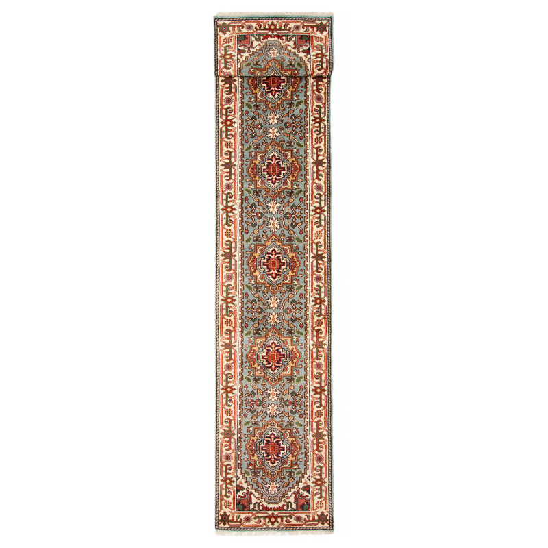 Tapis bleu clair Serapi Heritage 2 pi 5 po x 19 pi 8 po